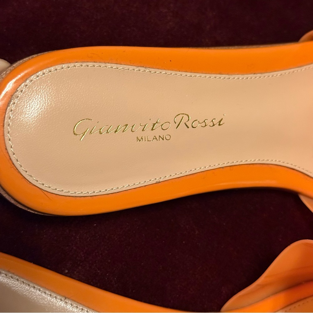 GIANVITO ROSSI Italian Slide Sandals Orange PVC 37.5 - Picture 3 of 9